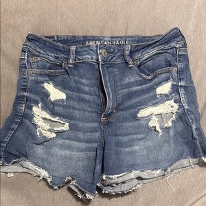 American Eagle Outfitters Blue Distressed Jean Shorts